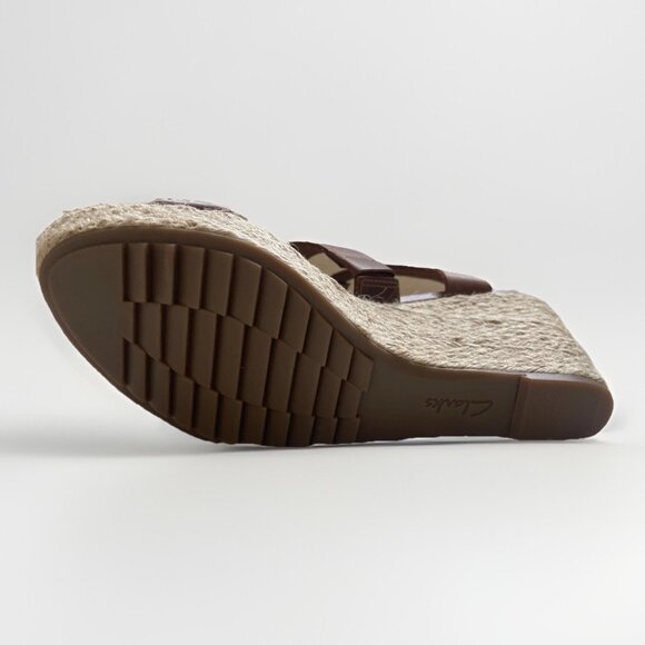 NIB Clarks Maritsa 95 Gladiator Womens Brown Leather Wedge Heel Sandal Comfort - Picture 5 of 10